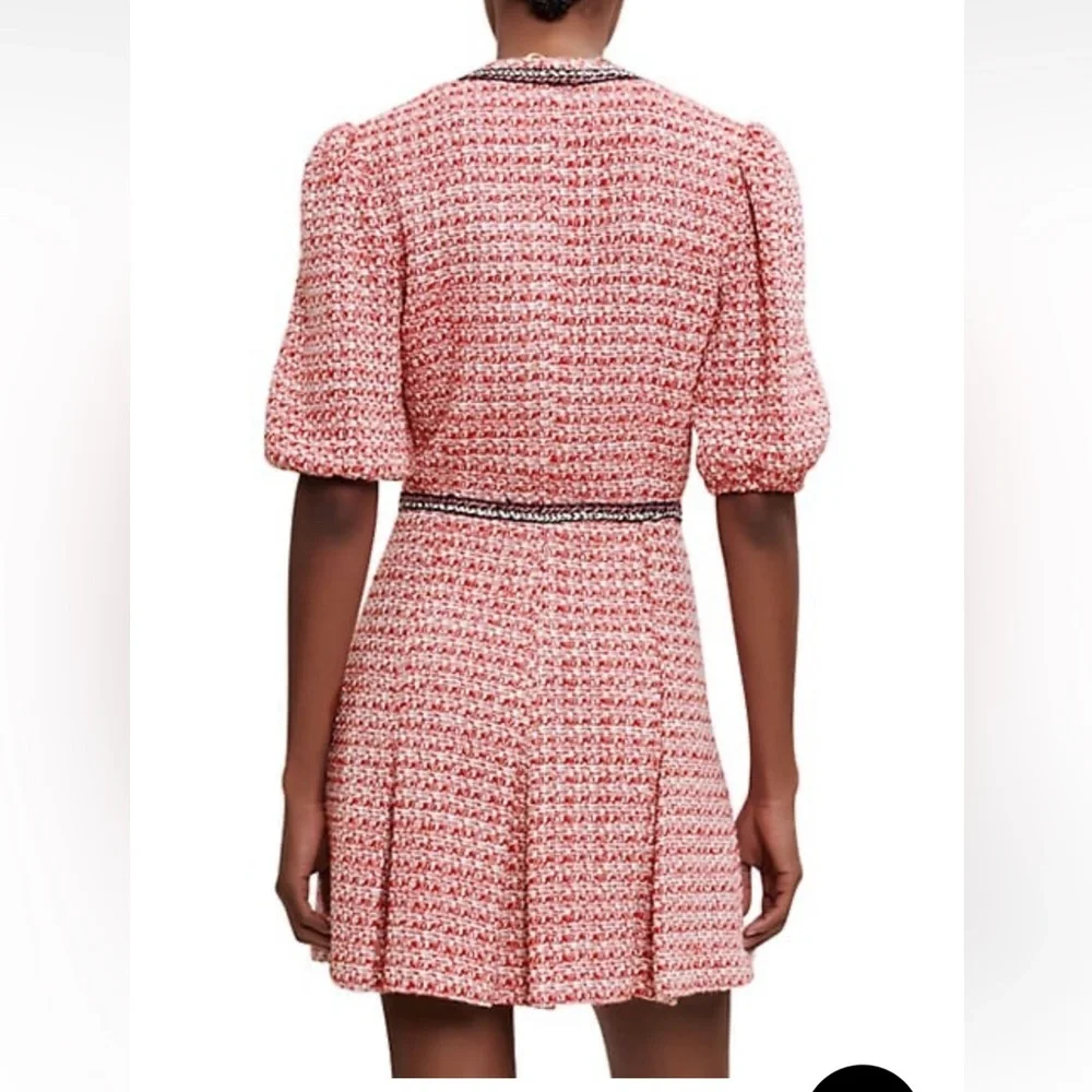 Maje Renetia Pink Tweed Puff-Sleeve Minidress NWT - Picture 3 of 8